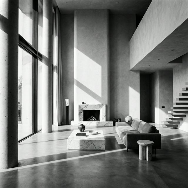 High contrast monochrome interior
